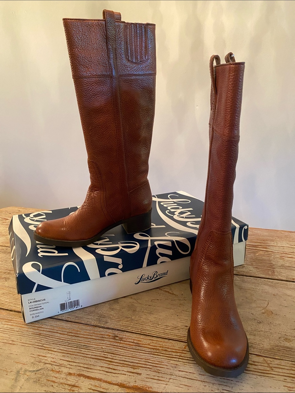 NWT Lucky Brand Women's Tall Brown Leather Knee-high Boots